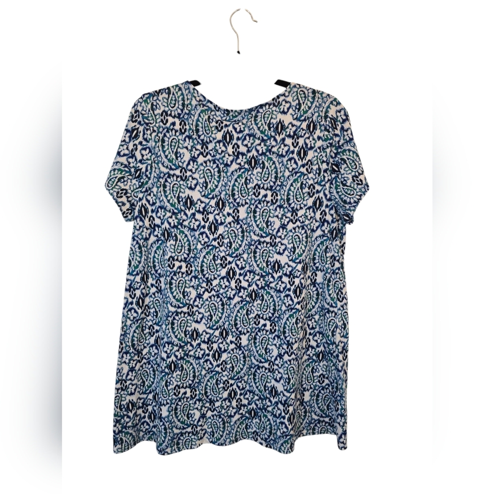 Purejill Medium Tall 100% Pima Cotton Paisley Scoop Neck Elliptical Tee - Picture 2 of 8
